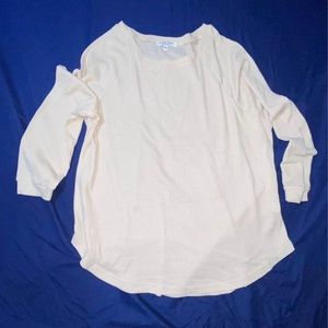 Oatmeal (tan) waffle textured long sleeve tunic - size 1X